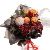 Buchet cu trandafiri si hortensii „Halloween Vibes” – Floridelux