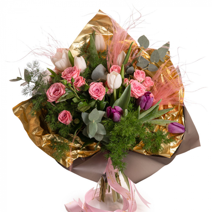 Buchet lalele si trandafiri – imaginea 1