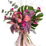 Buchet cu liliac, lalele si trandafiri – Premium