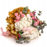Buchet cu ranunculus, hortensii si minirosa – Floridelux
