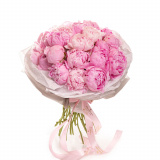 Vedere de ansamblu a produsului Buchet cu bujori 'Pink Cloud', varianta Standard, compus din 23 bujori roz