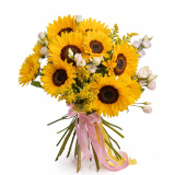 Buchet floarea-soarelui si lisianthus – Premium