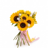 Buchet floarea-soarelui si lisianthus – Standard