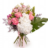 Buchet trandafiri roz si hortensii Back to School – Floridelux