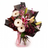 Buchet de toamna cu gerbera, crini si hortensii – Floridelux