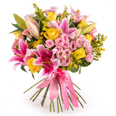 Buchet de crini si trandafiri "E ziua ta"