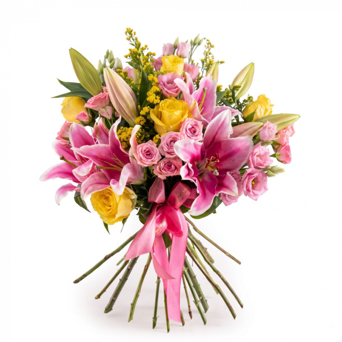 Buchet de crini si trandafiri "E ziua ta" – imaginea 1