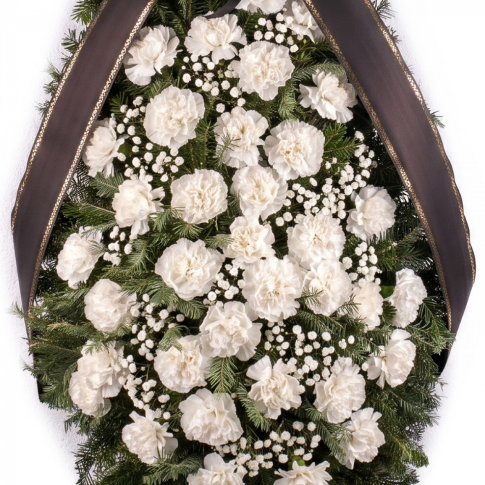 Coroana Funerara cu flori albe clasice – imaginea 2