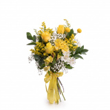 Buchet trandafiri galbeni si solidago – Standard